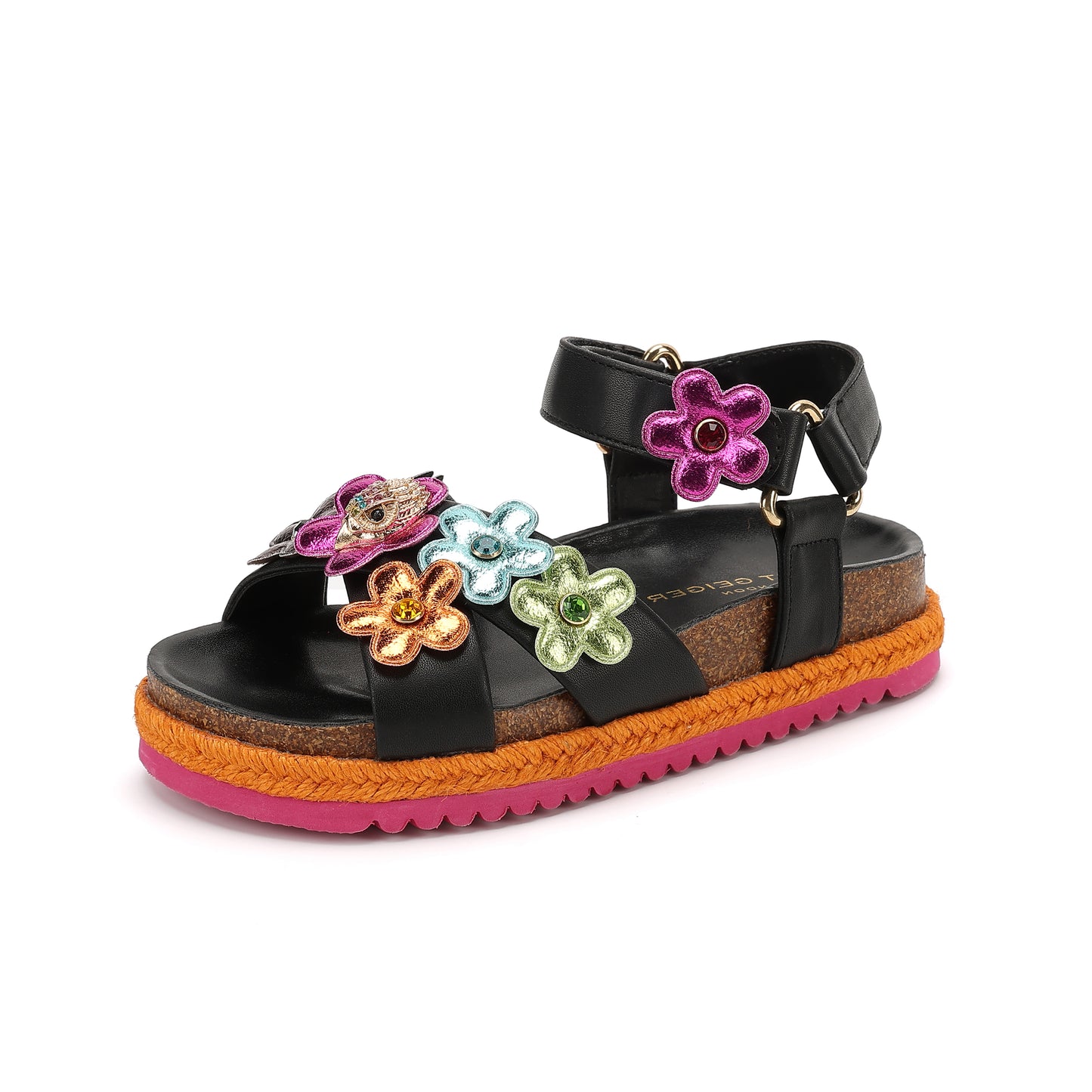 Mini Kensington Flower Sandal - Big Kid Black Multi