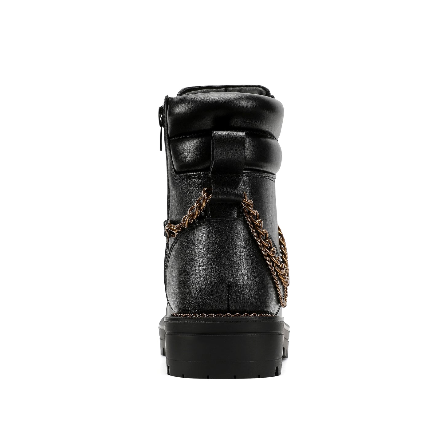 Chain Combat Boot - Big Kid Black Smooth