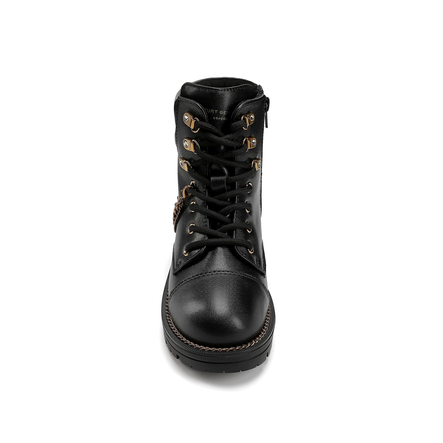 Chain Combat Boot - Big Kid Black Smooth