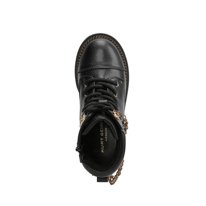 Chain Combat Boot - Big Kid Black Smooth
