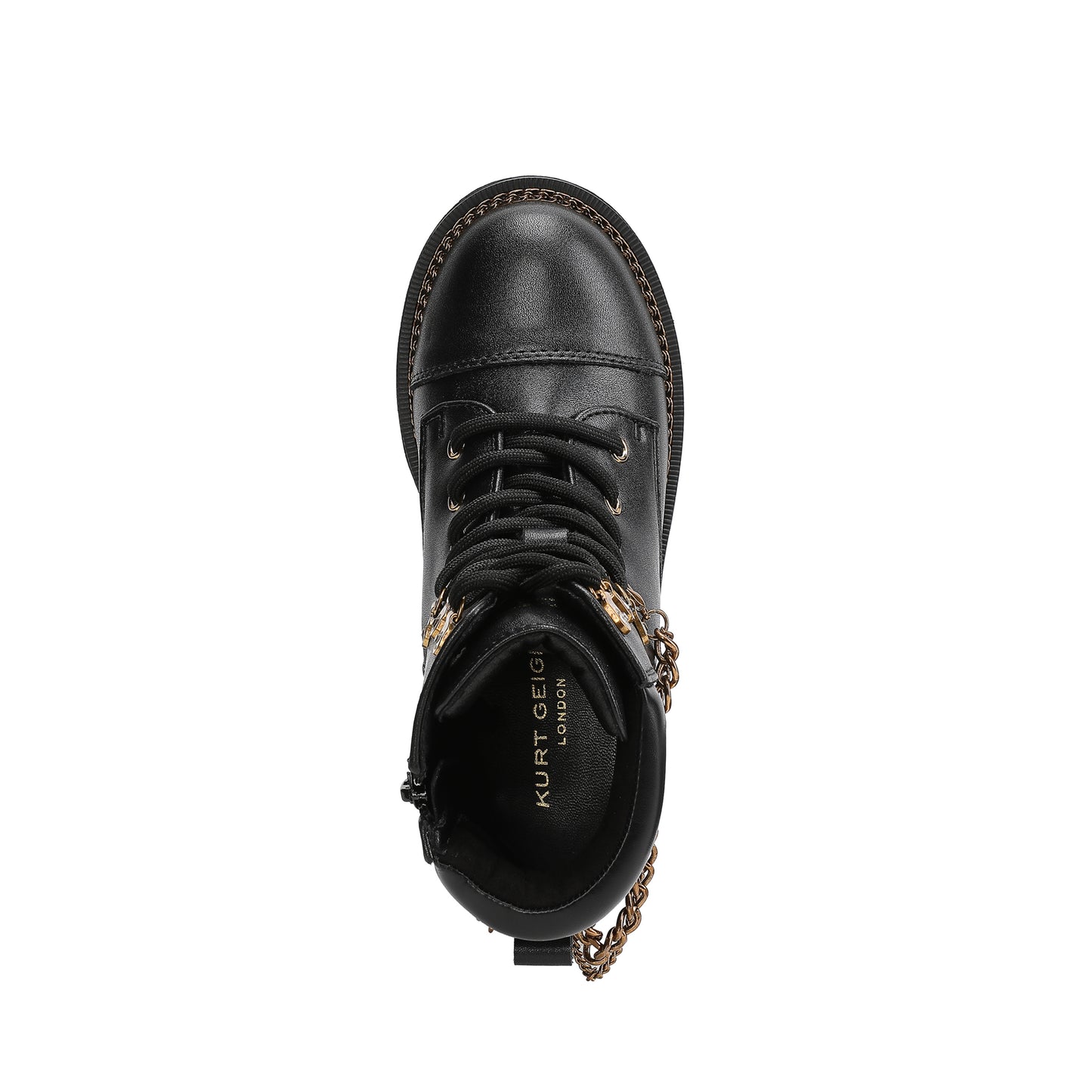 Chain Combat Boot - Big Kid Black Smooth