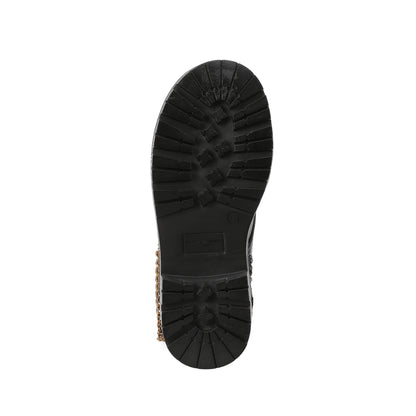 Chain Combat Boot - Big Kid Black Smooth