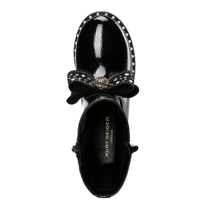 Kensington High Leg Bow Boot  - Big Kid Black Patent