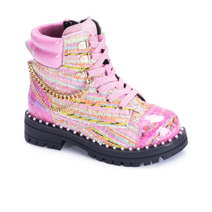 Mini Chelsea Combat Boot - Big Kids Pink Multi