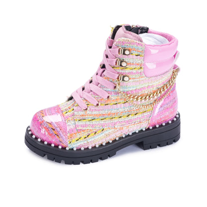 Mini Chelsea Combat Boot - Big Kids Pink Multi