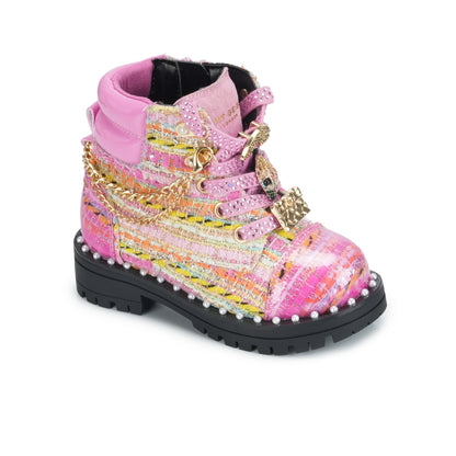 Mini Chelsea Combat Boot - Little Kids Pink Multi