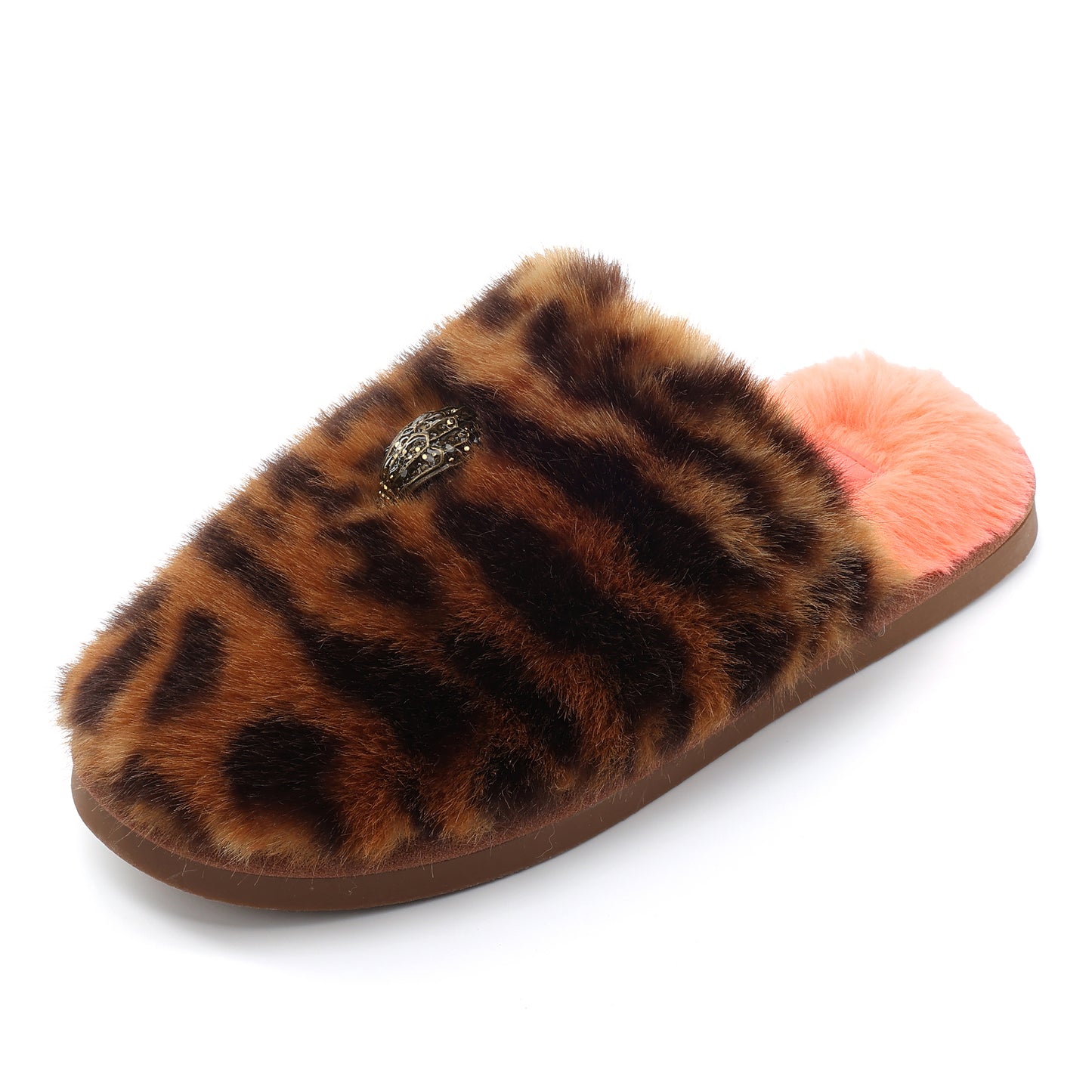 Mini Kensington Slipper - Big Kids Orange Leopard