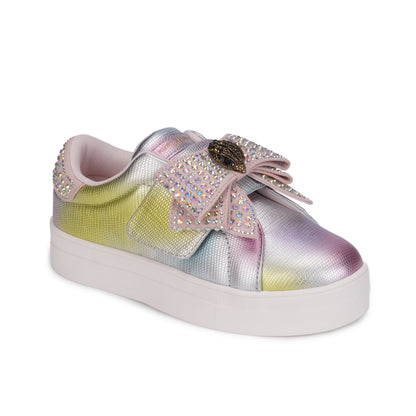 Mini Laney Bow Sneaker - Big Kid Pink Iridescent