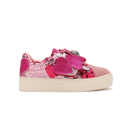 Mini Laney Heart Strap Sneaker - Big Kid Pink