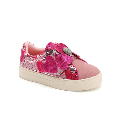 Mini Laney Heart Strap Sneaker - Big Kid Pink