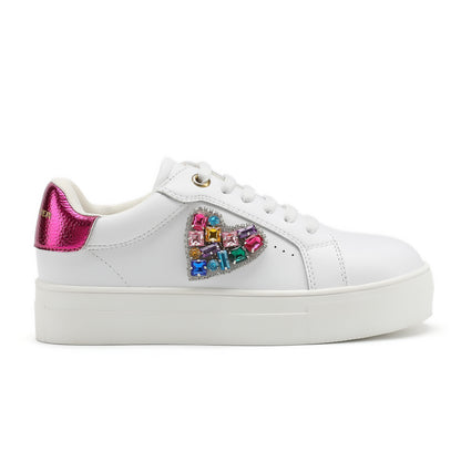 Mini Laney Love Heart Sneaker  - Big Kid White