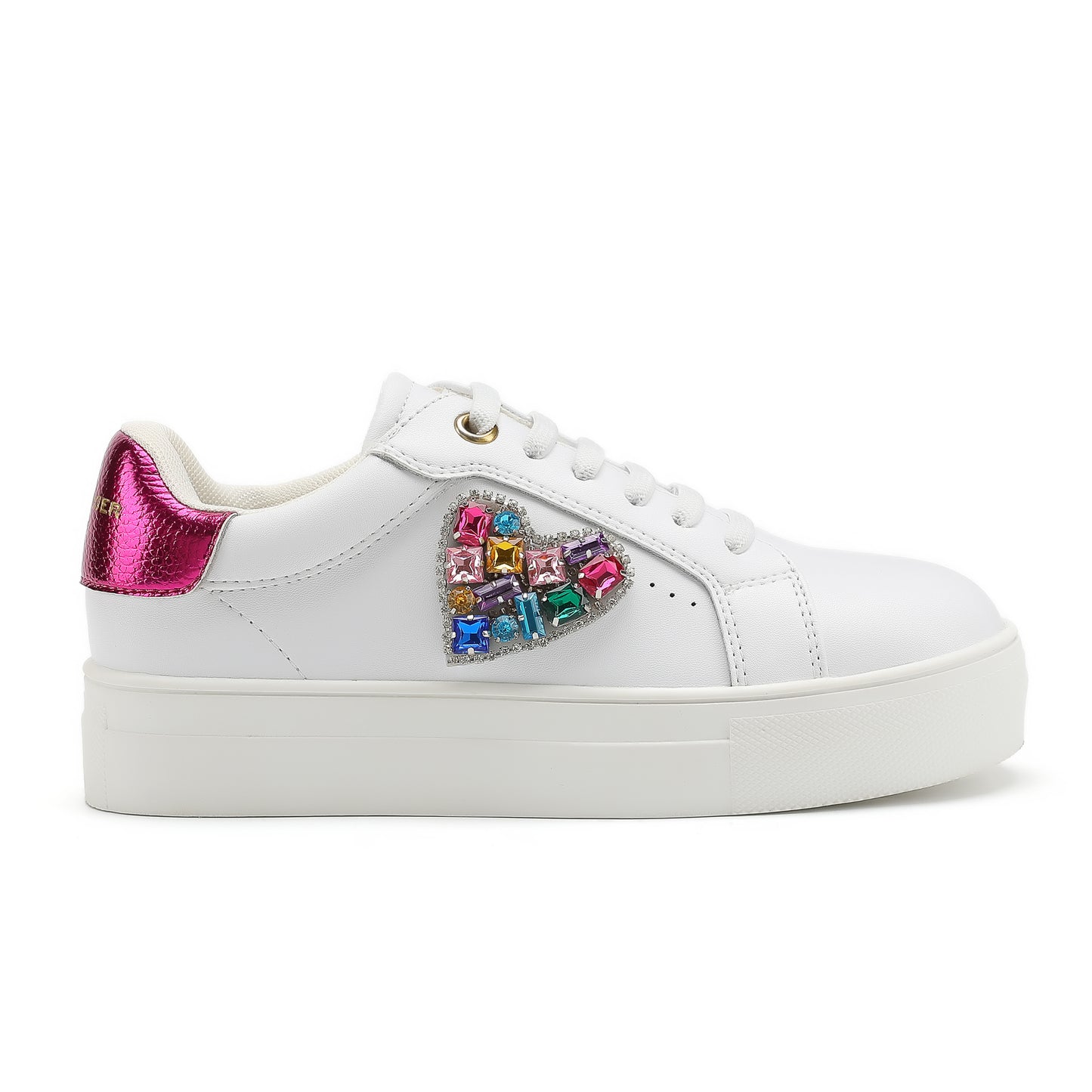 Mini Laney Love Heart Sneaker  - Big Kid White