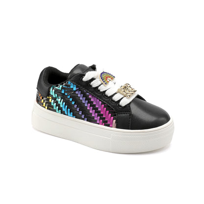 Mini Laney Weave Sneaker  - Little Kid Black Multi