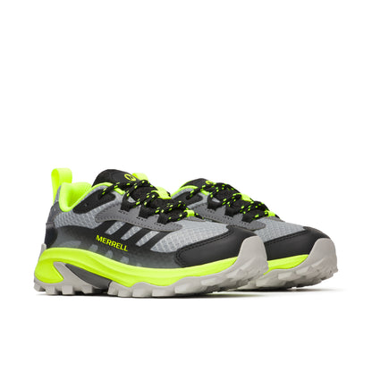 Moab Speed 2 Low Waterproof Sneaker - Big Kid Grey/Black/Citron