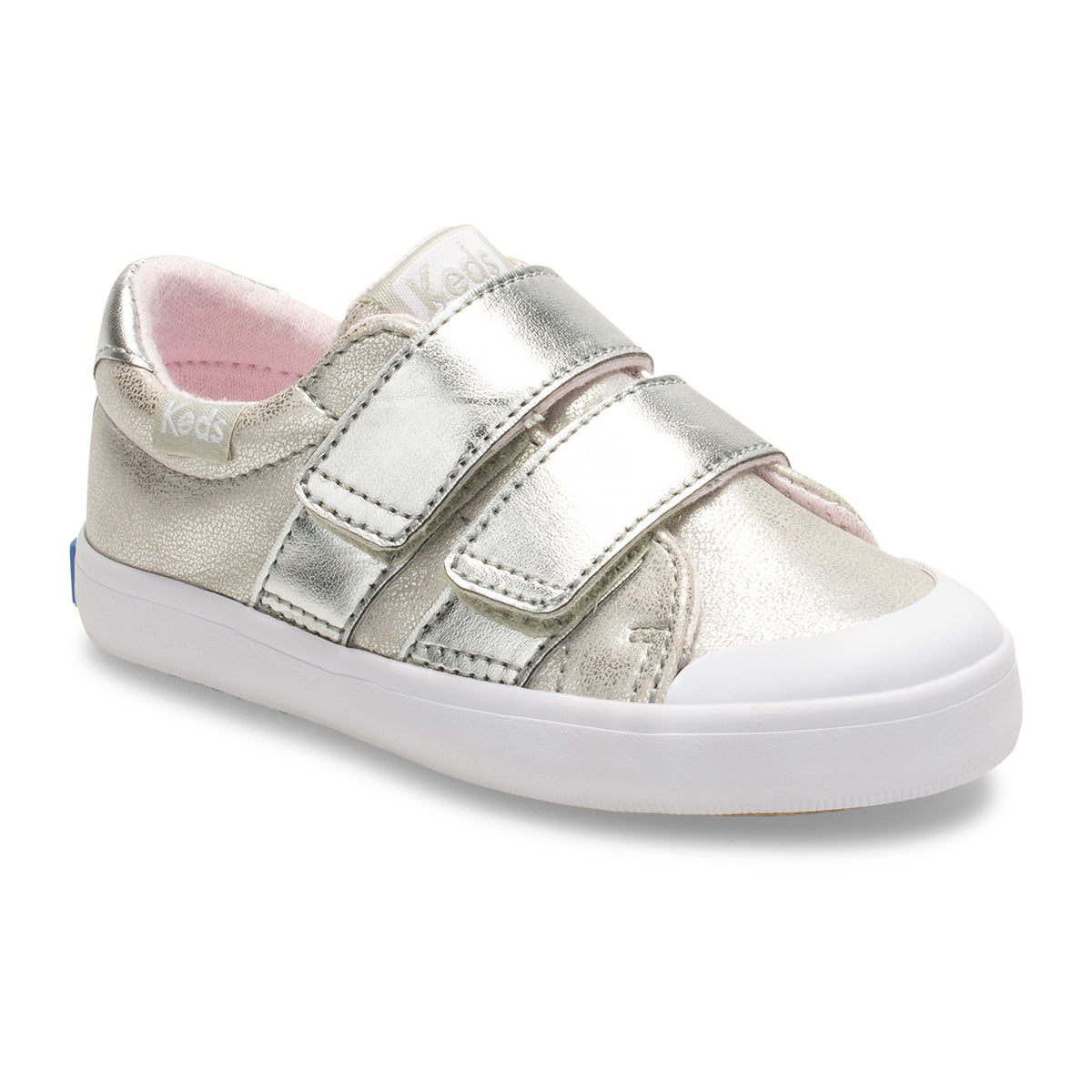 Women's Leather Sneaker Shoe with Double Hook-and-Loop Straps-Wide Width White 6