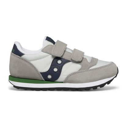 Jazz Double Hook & Loop Sneaker - Big Kid Grey/Navy/Green