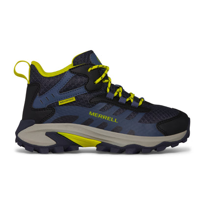 Moab Speed 2 Mid Waterproof Hiker - Big Kid Navy/Hi Viz